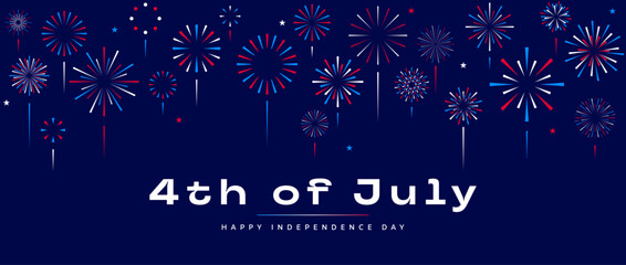 Fourth of July banner, Independence Day fireworks background