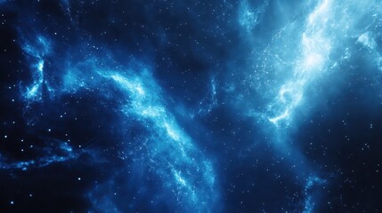 Fototapeta premium Vibrant blue nebula: a celestial display of galactic clouds and cosmic light