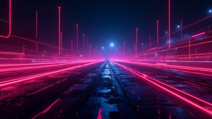 The abstract road of neon light strip