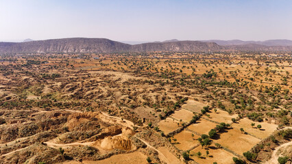 drone view of infertile west land in rajasthan
