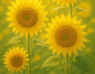 Obraz premium Sunflowers on blurred sunny background