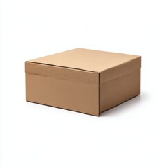 Closed cardboard box package isolated on white background