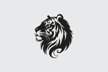 tiger silhouette in black and white