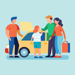 family in the car