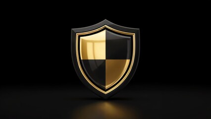 Gold and Black Shield Symbolizing Security, Protection, and Strength