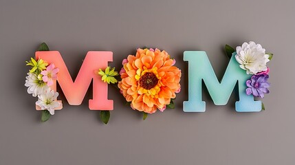 Floral MOM letters Festive display for Mother's Day, colorful and heartwarming