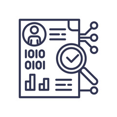 Fototapeta premium Data-driven diagnosis concept with analytics and verification symbols.