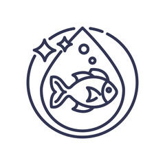 Fish in water droplet symbolizes aquatic ecosystem health.