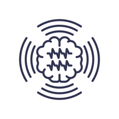 Illustration of brain waves and neural activity with radiating lines.