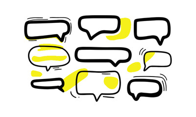 Obraz premium Modern vector illustration of a set of simple hand drawing clean speech bubbles, easily editable.