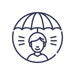 Person under umbrella symbolizing protection and safety.