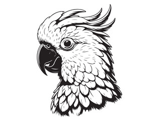 COCKATOO SILHOUETTE WHITE BACKGROUND
