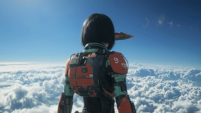 A Magnificent Futuristic Space Encounter A Captivating Cosmic Perspective High Above the Clouds and Beyond