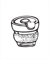 Vector doodles hand drawn coffee objects, coffee utensils, contoured simple doodles, cafeteria, line art vector, refill cup, favorite stickers, kitchen staff, togo