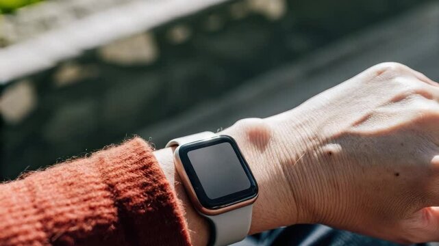 Close-up of a sport watch syncing with an app via Bluetooth.