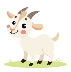 Cute Goat in Minimal Flat Style. Farm Animal Goat. Hand Drawn Vector Art.