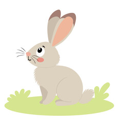 Cute Hare in Minimal Flat Style. Farm Animal Hare. Hand Drawn Vector Art.