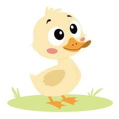 Cute Duck in Minimal Flat Style. Farm Animal Duck. Hand Drawn Vector Art.
