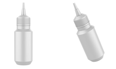 Matte Dropper Bottle Mockup Isolated On White Beckground.3d illustration	