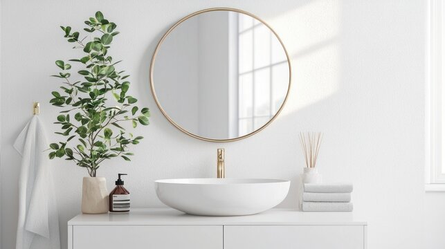 Bathroom vanity mirror isolated on white background