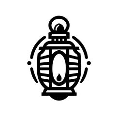 Stylized Black and White Traditional Lantern Icon Line Art Graphic - Light Symbol