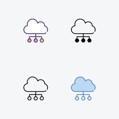 Cloud icons set in different style vector stock illustration