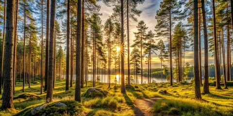Obraz premium Serene Nacka Forest: Stockholm Sweden Nature Photography