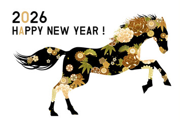 2026年　令和8年　午年　年賀状テンプレート