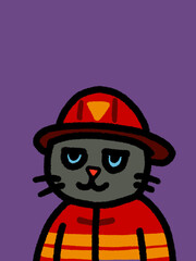 Cat hand drawn art - canvas print art - wall decoration - colorful cat - kids book - cat expression