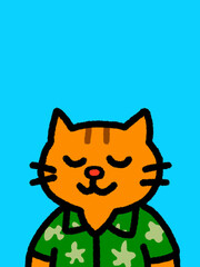 Cat hand drawn art - canvas print art - wall decoration - colorful cat - kids book - cat expression