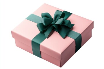 Obraz premium Pink Gift Box with Green Ribbon