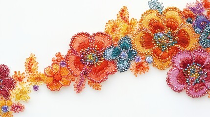 Bead embroidery isolated on white background