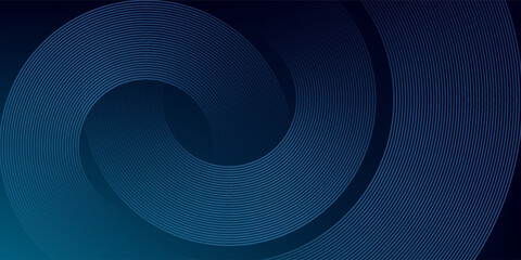 Fototapeta premium Abstract blue glowing geometric lines on dark blue background. Modern shiny blue circle lines pattern. Futuristic technology concept. Suit for cover, poster, banner, brochure, header, website