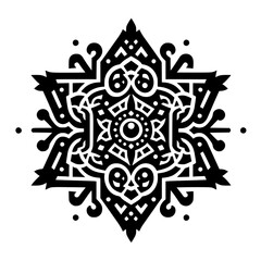 Intricate Black and White Abstract Geometric Star Ornament Design Element