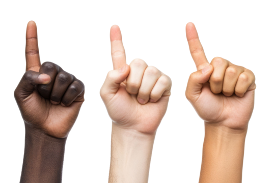 Hand show five finger isolated on white background PNG