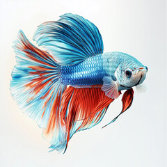 Fototapeta premium Vivid fighting fish with striking blue and red flowing fins