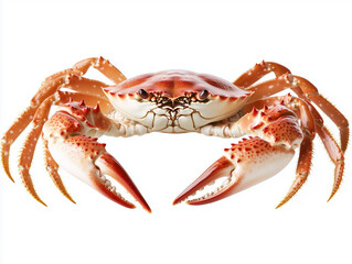 Vibrant Calico Crab with detailed legs and claws on white background