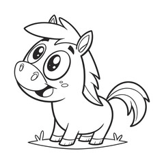 Cute Cartoon Pony Illustration with Bucket of Cider and Outdoor Scenery