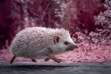 Obraz premium Running Hedgehog in Dreamy Forest
