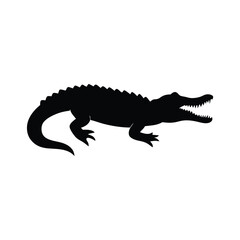 Naklejka premium Crocodile vector silhouette on white background 