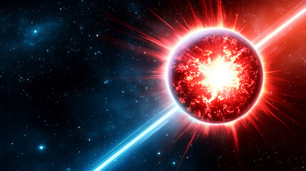 Cosmic Explosion Red And Blue Energy Burst In Space