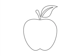 Fototapeta premium Apple continuous line drawing, Black and white vector minimalistic linear illustration made of one line. Editable stroke. 