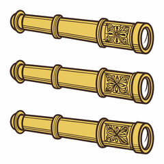 Classic Brass Telescope Isolated Vector