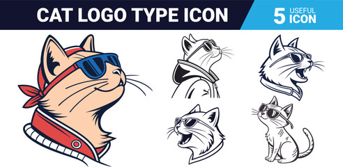 Stylish Cat Logo Featuring Sunglasses – Perfect for a Modern Brand Identity