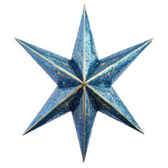 Obraz premium A large, glittering, blue star ornament with gold accents, perfect for Christmas decorating.