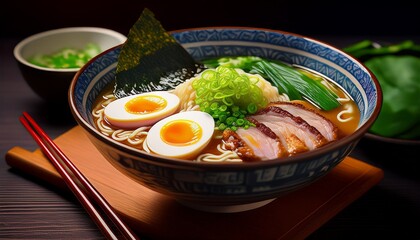  Ramen-Bowl mit Schweinebauch und Ei