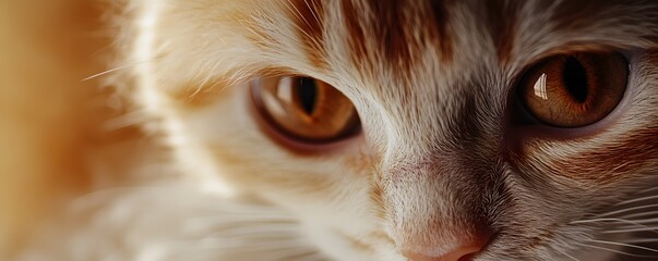 Close up shows the face of an orange tabby cat