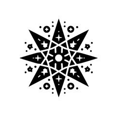 Geometric Black & White Starburst or Snowflake Graphic Design Element