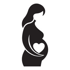 No pregnant icon symbol Vector Black silhouettes. with white background
