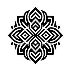 Modern Symmetrical Geometric Design - Black and White Tribal Decorative Element